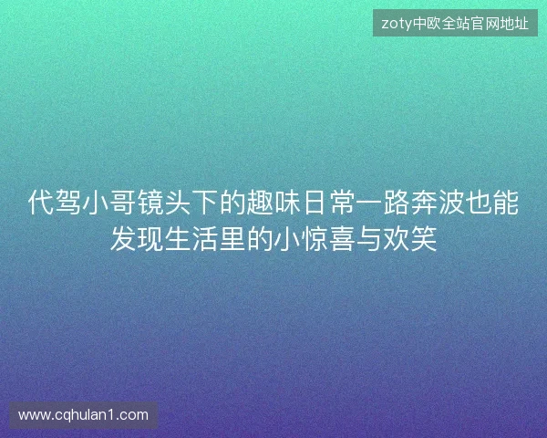 代驾小哥镜头下的趣味日常一路奔波也能发现生活里的小惊喜与欢笑