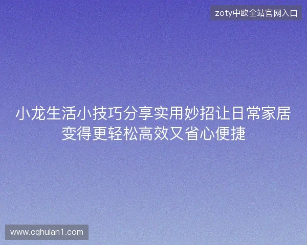 小龙生活小技巧分享实用妙招让日常家居变得更轻松高效又省心便捷