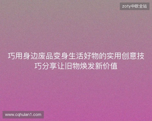 巧用身边废品变身生活好物的实用创意技巧分享让旧物焕发新价值